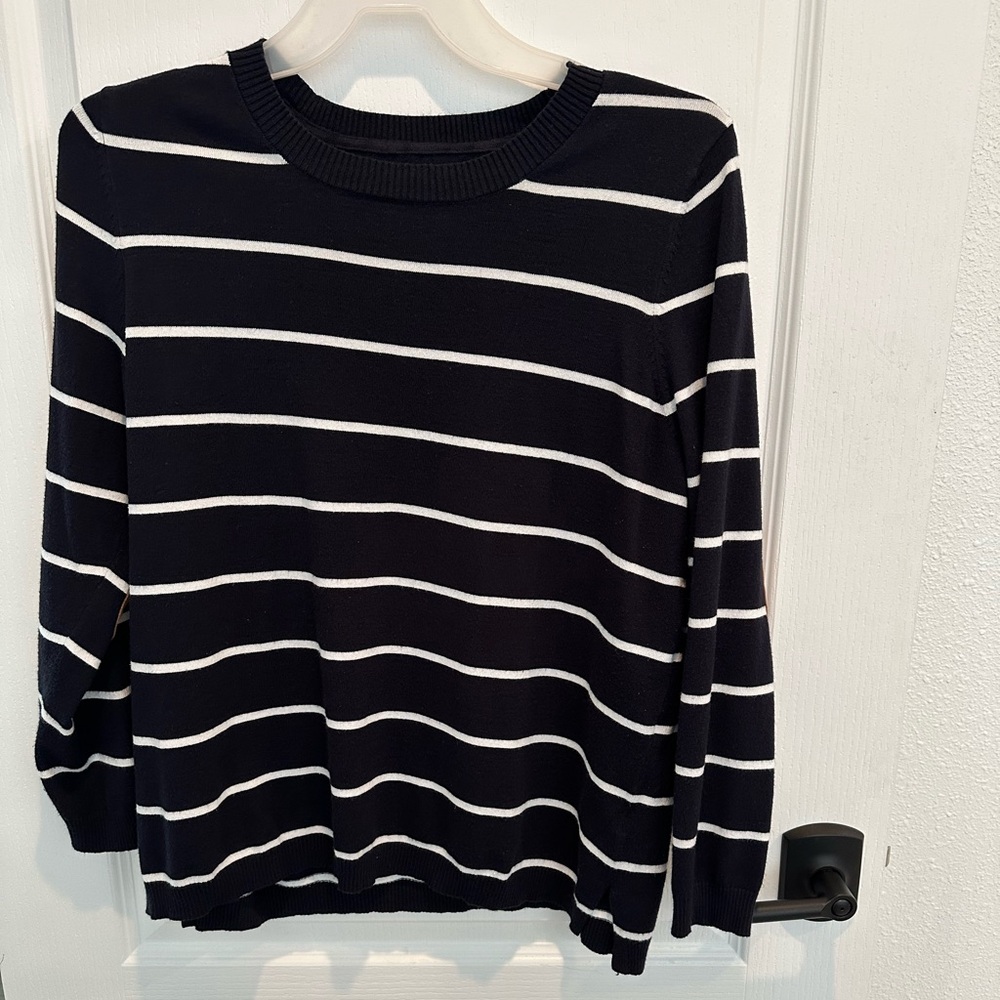Dark blue sweater with patch elbows